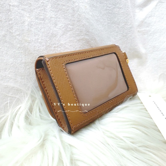 NWT Tory Burch Emerson Flap Card Case ID Saffiano Leather Moose Brown 157146 - Picture 4 of 5